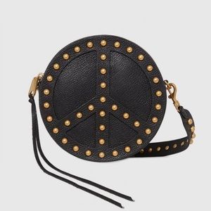 Studded Peace Sign Circle Crossbody Bag